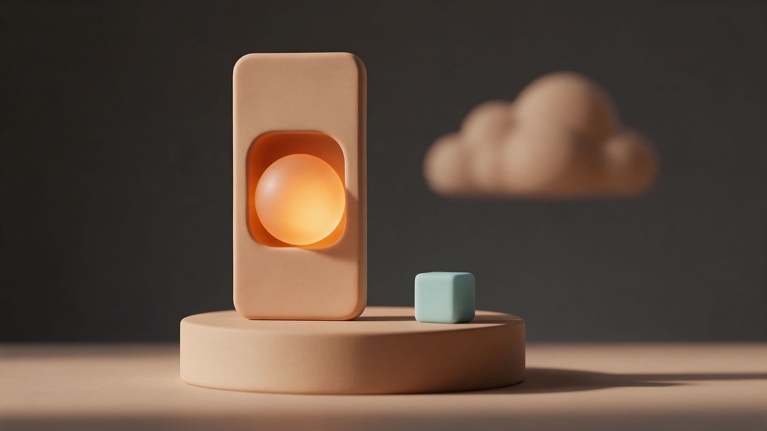 Smartphone with a glowing orb inside it and a cloud in the background: AI running on the device instead of the cloud